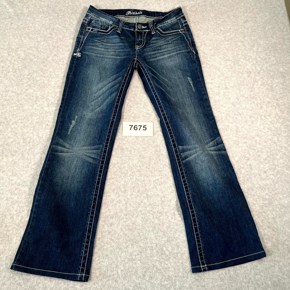 Adiktd Jeans Womens 8/W30 Blue Denim Cotton Stretch Studded & Stone Back Pockets